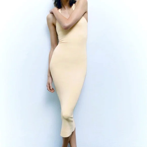 Zara | Dresses | Zara Midi Stretch Knit Bodycon Halter Dress Sz S Nwt |  Poshmark